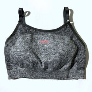 Gymshark Flex Strappy Sports Bra, Charcoal Marl/Ruby Pink